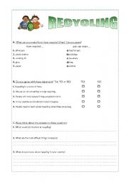 English Worksheet: Recycling