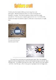 English worksheet: spiders crafts