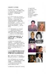 English Worksheet: Celebrity Criminals - prepositions and reading excercise