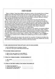 English Worksheet: STREET CHILDREN