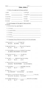 English Worksheet: countries and nationalities