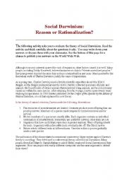 English worksheet: Reading Social Darwinism