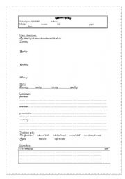 English Worksheet: lesson plan format