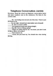 English Worksheet: Telephone Conversation Jumble