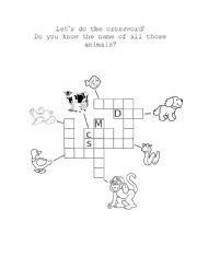 English worksheet: Animals crossword