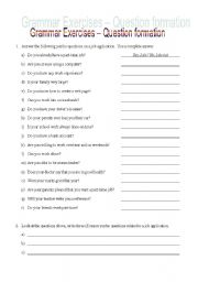 English Worksheet: Question Formation Pratice