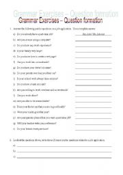 English worksheet: Question Formation Pratice