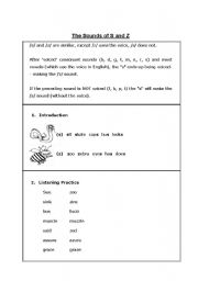 English worksheet: Practicing the Sounds of S and Z - WS