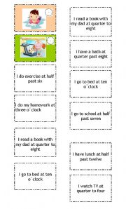 English Worksheet: DAILY ROUTINE MEMORY GAME (PART 2)