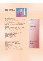 English Worksheet: You are beautiful tonight (song)
