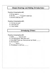 English worksheet: Introduction Dialogs