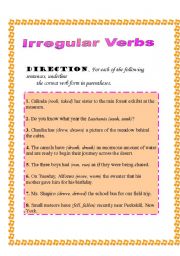 English worksheet: Irregular Verbs