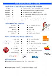 English Worksheet: ADVERT : exercises 