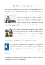 English Worksheet: Significant people change history