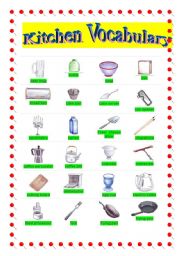 English Worksheet: Kitchen Vocabulary