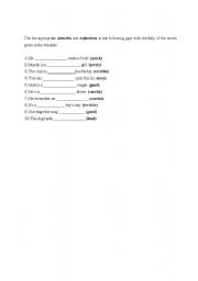 English Worksheet: Adverb-Adjective worksheet