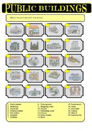 English Worksheet: Public_buildings_matching_exercises