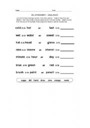English Worksheet: Analogies