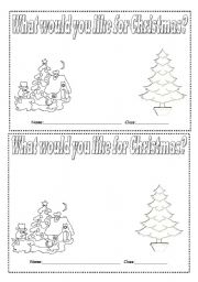English Worksheet: What would you like for christmas?