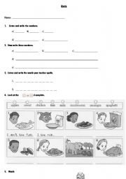 English worksheet: Quiz - Numbers, I like (not) food, Family members