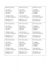 English worksheet: Food song