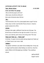 English Worksheet: british culture