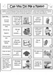 English Worksheet: CAN YOU DO ME A FAVOR?  Card 1 BLACKLINE copymaster