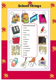 English Worksheet: school things