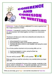 English Worksheet: Coherence and cohesion in writing