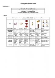 English Worksheet: countable vs. noncountable nouns