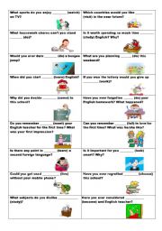 English Worksheet: Conversation cards (No. 12) - GERUND OR INFINITIVE?