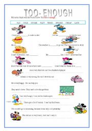 English Worksheet: TOO- ENOUGH