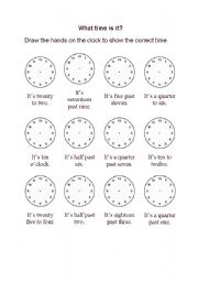 English Worksheet: What time is it?