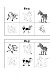 English Worksheet: animal bingo 1/2
