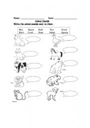 English Worksheet: Animal sounds