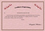 Certificate of appreciation