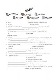 English worksheet: different tenses