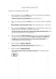 English worksheet: CONDITIONALS WITHOUT IF