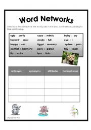English Worksheet: Word Network Sort