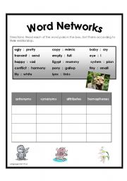 English worksheet: Word Network Sort