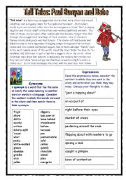 English Worksheet: Comprehension: Babe the Blue Ox