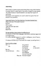 English Worksheet: advertising - creating a slogan