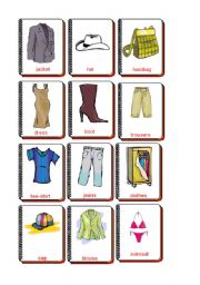 English Worksheet: Flashcards clothes 1