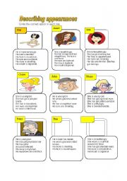 English Worksheet: Describing people