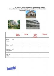 English Worksheet: Listening about houses