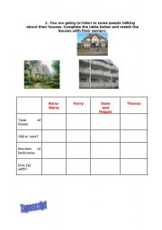 English worksheet: Listening about houses