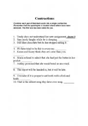 English worksheet: Contractions