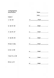 English worksheet: Solving Equations by drawing pictures