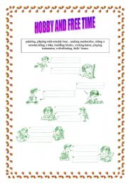 English worksheet: hobby and free time