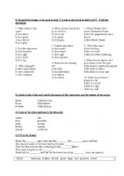 English worksheet: Shrek video worksheet